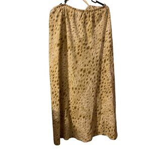 Kate Hill  Animal Print Maxi 100% Cotton Elastic Waist Skirt Size XL TINY FLAW